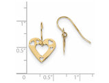 14K Yellow Gold Heart Dangle Earrings