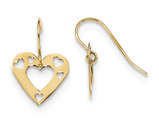 14K Yellow Gold Heart Dangle Earrings