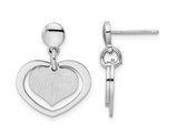 Sterling Silver Satin Heart Dangle Earrings
