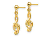 14K Yellow Gold Treble Clef Music Note Dangle Earrings