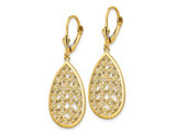 14K Yellow Gold TearDrop Filigree Dangle Earrings