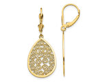 14K Yellow Gold TearDrop Filigree Dangle Earrings
