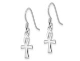 Sterling Silver Ankh Cross Charm Dangle Earrings
