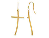 10K Polished Yellow Gold Cross Dangle Earrings