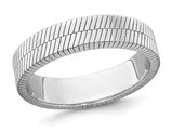 Men's Textured Patterned Sterling Silver Band Ring (5mm)