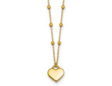 14K Yellow Gold Beadded Heart Pendant Necklace with Chain