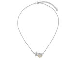 Sterling Silver LOVE heart Pendant Necklace with Chain and Cubic Zirconias (16 inches)