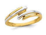 14K Yellow and White Gold Polished ByPass Ring (SIZE 7)