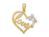 14K Yellow Gold Heart and Bow Charm Pendant (NO Chain)