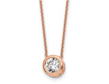 Round Cubic Zirconia Solitaire Pendant Necklace in Rose Sterling Silver