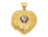 1/5 Carat (ctw) Aquamarine Heart Locket Pendant Necklace in 14K Yellow Gold (NO CHAIN)
