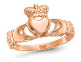 Ladies Claddagh Ring in Polished 14K Rose Pink Gold (SIZE 7)