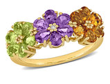 2.73 Carat (ctw) Peridot, Amethyst and Citrine Ring in Yellow Sterling Silver