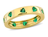 1.30 Carat (ctw) Lab-Created Emerald Heart Band Ring in Sterling Silver