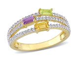 2/3 Carat (ctw) Amethyst, Citrine, and Peridot Ring in Yellow Sterling Silver
