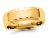 Men's 14K Yellow Gold 6.5mm Comfort Fit Beveled Edge Wedding Band Ring