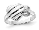 Sterling Silver Polished Grooved Heart Ring 