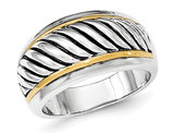 Two Tone Sterling Silver Antiqued Ring