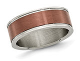 Men's Titanium 8mm Wedding Band Ring with Brown Plating