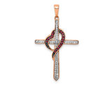 1/5 Carat (ctw) Red & White Diamond Heart Cross Pendant 14K Rose Gold (NO CHAIN)