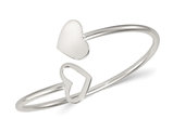 Sterling Silver Double Heart Flexible Bangle Bracelet