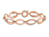 Ladies 10K Rose Gold Polished and Textured Link Bracelet (7.5 Inches)