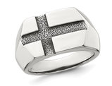 Mens Sterling Silver Antiqued Cross Ring