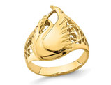 14K Yellow Gold Polished Swan Ring (size 7)