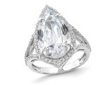 Sterling Silver Cubic Zirconia Polished TearDrop Ring 