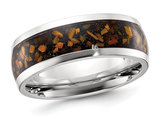 Men's Stainless Steel with Yellow Tiger's Eye Inlay Band Ring (8.00mm)