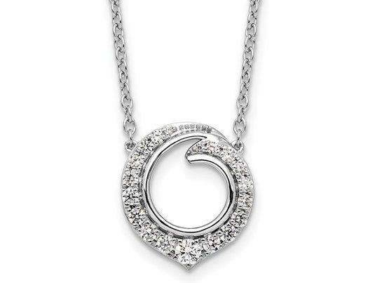1/2 Carat (ctw) Diamond Circle Pendant Necklace in 14K White Gold with Chain