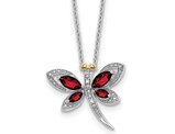 1/2 Carat (ctw) Garnet Dragonfly Pendant Necklace in Sterling Silver with Chain