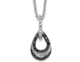 1/4 Carat (ctw) Black & White Diamond Drop Pendant Necklace in Sterling Silver with Chain