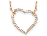 2/3 Carat (ctw VS, D-E-F) Lab-Grown Diamond Open Heart Pendant Necklace 14K Rose Gold with Chain