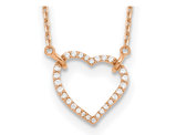 1/5 Carat (ctw VS, D-E-F) Lab-Grown Diamond Open Heart Pendant Necklace 14K Rose Gold with Chain
