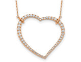 1.77 Carat (ctw VS, D-E-F) Lab-Grown Diamond Open Heart Pendant Necklace 14K Rose Gold with Chain