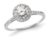 1.14 Carat (ctw VS2, D-E-FI) Ceritfied Lab Grown Diamond Engagement Halo Ring in 14K White Gold