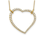 1.77 Carat (ctw VS, D-E-F) Lab-Grown Diamond Open Heart Pendant Necklace 14K Yellow Gold with Chain