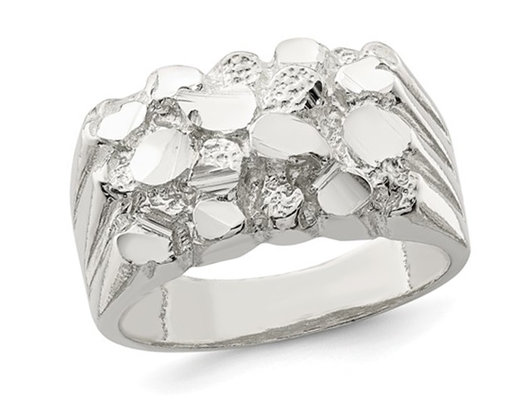 Mens Nugget Ring in Sterling Silver