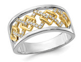 1/8 Carat (ctw) Diamond Square Band Ring in 14K White Gold (SIZE 7)