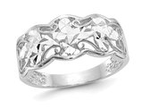 14K White Gold Diamond-Cut Wave Ring (size 6)