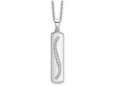 Sterling Silver Stick Necklace Pendant with Chain and Accent Diamonds