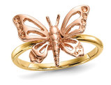 14K Yellow and Pink Two-Tone Polished Butterfly Ring (SIZE 7)