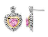 5.60 Carat (ctw) Lab Created Pink Sapphire Heart Earrings in Sterling Silver
