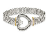Sterling Silver Antiqued Heart Bracelet (7.75 inches)