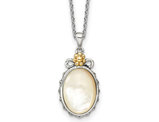 4.45 Carat (ctw) Mother of Pearl Necklace Pendant in Sterling Silver with 14K Gold Accents