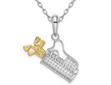 Sterling Silver Golf Bag with Clubs Charm Pendant Necklace with Chain