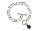 Sterling Silver Toggle Black Onyx Charm Bracelet (7.5 Inches)