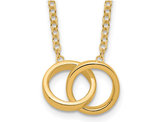 Yellow Sterling Silver 2-Ring Circle Pendant Necklace with Chain