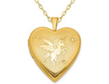 Yellow Plated Sterling Silver Unicorn Pendant Necklace Locket with Chain